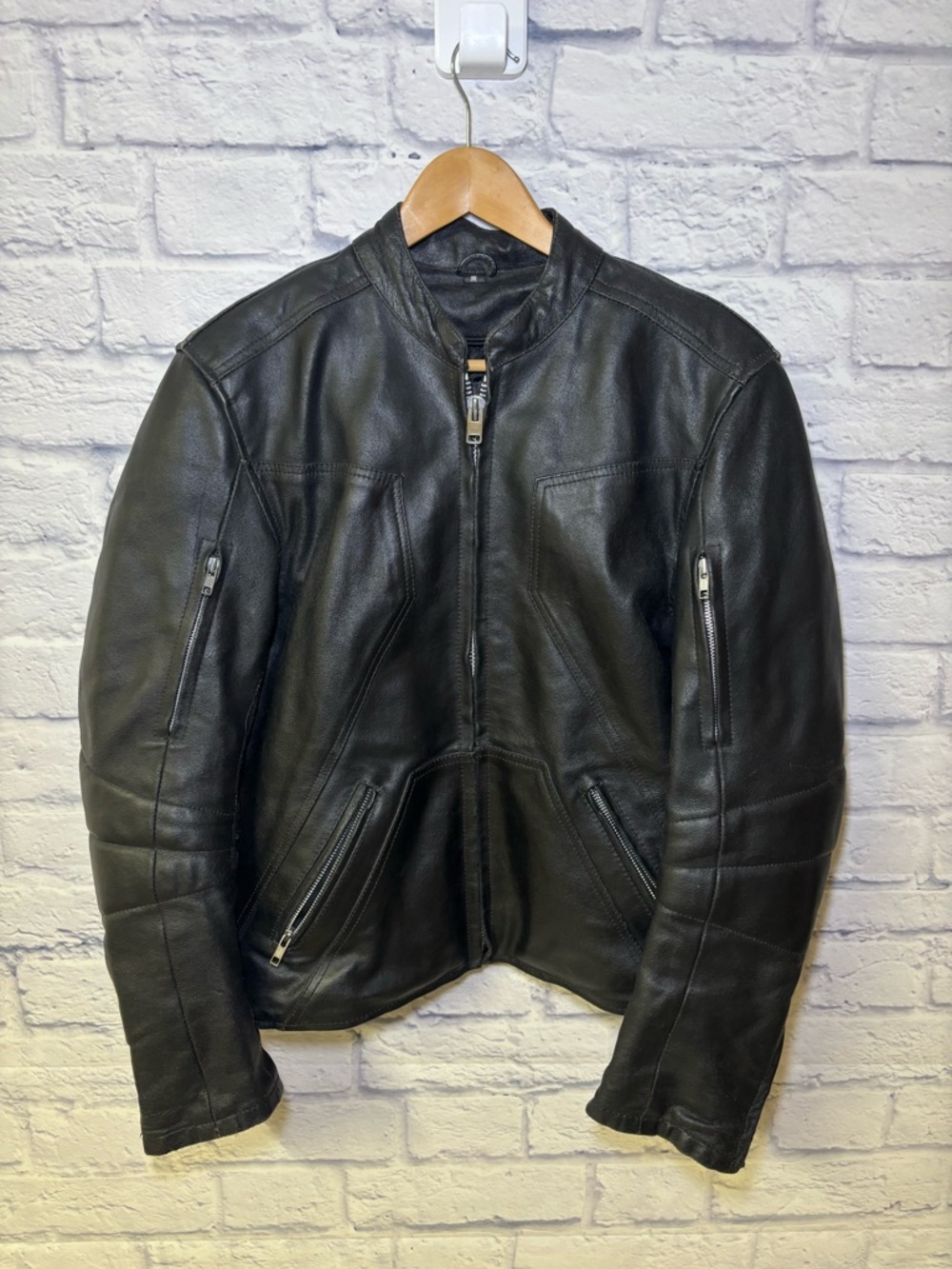 Interstate Leather Biker Jacket With Removable Liner  Black Mens Med Motorcycle